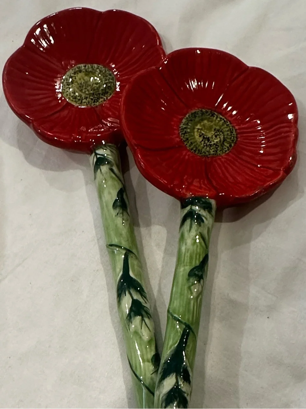Fleur Rouge by Nanette Vacher Ambiance Collections Red Poppy Salad Servers Set